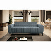 Canapea extensibila pat dublu GANDI 160, stofa catifelata turcoaz inchis - Riviera 87, cu tetiere reglabile, 227x102x95 cm