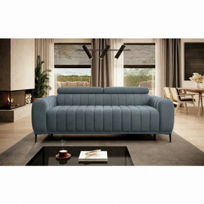 Canapea extensibila pat dublu GANDI 160, stofa catifelata turcoaz inchis - Riviera 87, cu tetiere reglabile, 227x102x95 cm