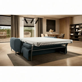 Canapea extensibila pat dublu GANDI 160, stofă catifelata, turcoaz închis - Riviera 87/negru, 227×102×95 cm