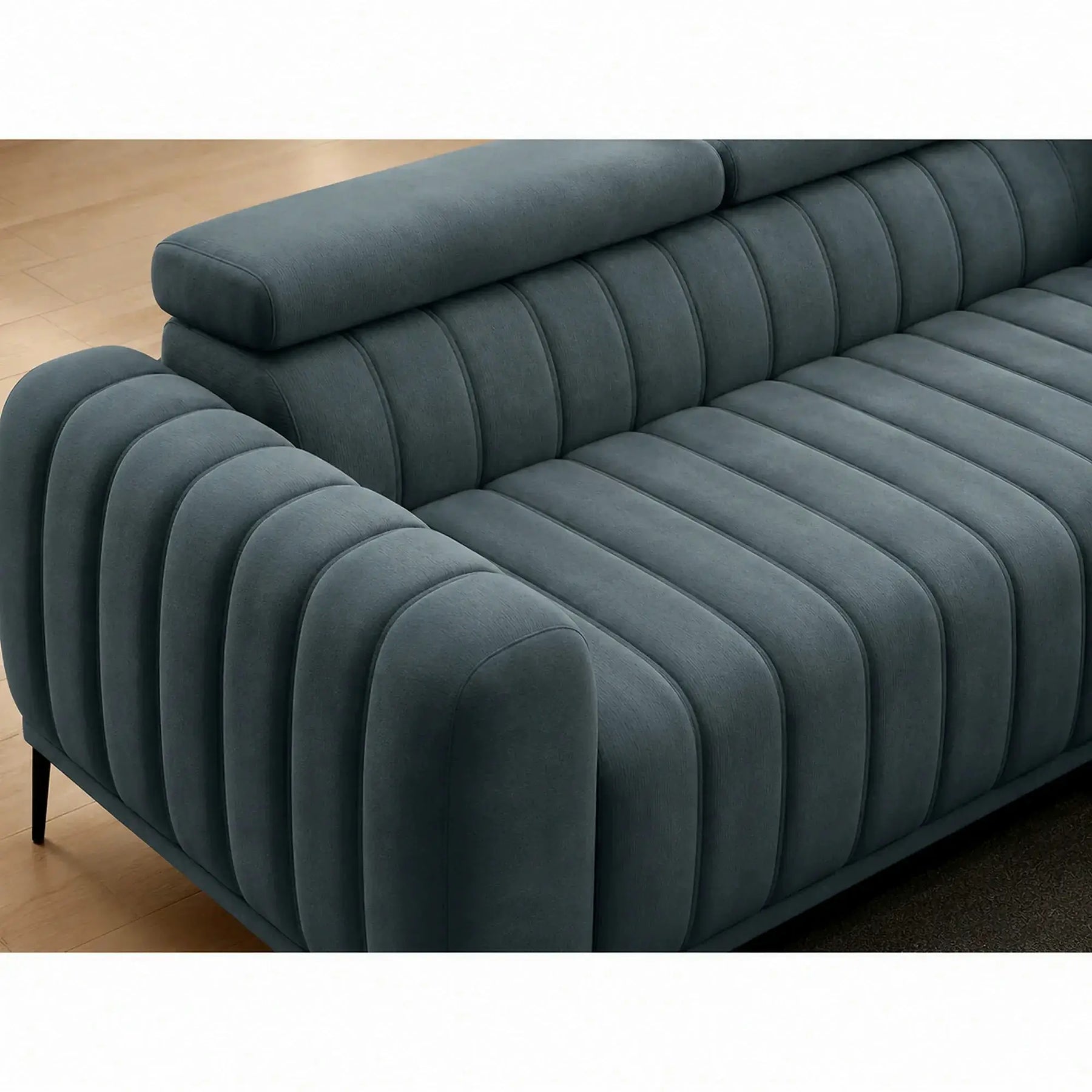 Canapea extensibila pat dublu GANDI 160, stofă catifelata, turcoaz închis - Riviera 87/negru, 227×102×95 cm