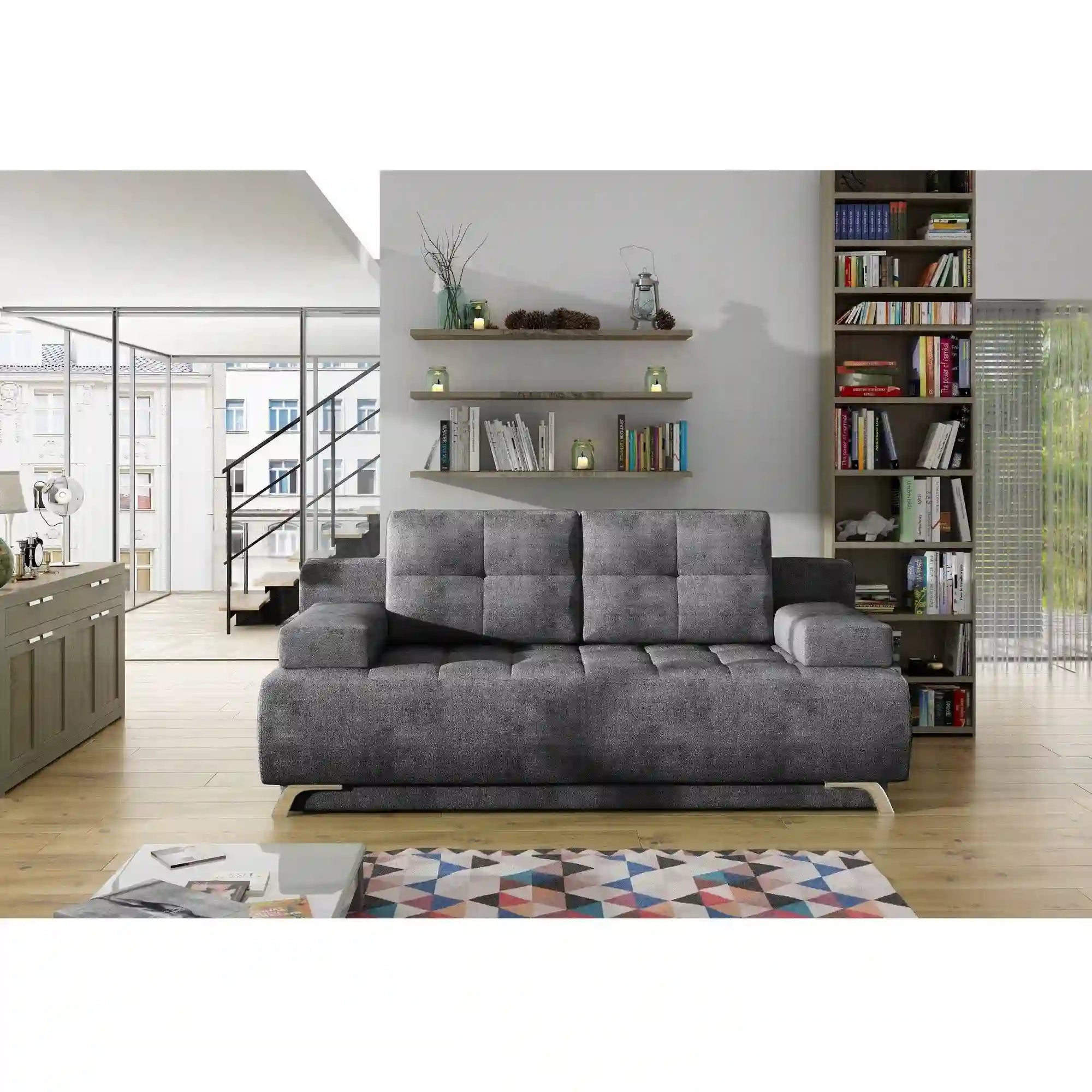 Canapea extensibila PORTO SANTORINI OCN-28057, gri inchis