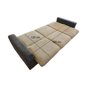 Canapea extensibila RE, stofă clasică/lemn, bej - Soro 08/maro - Soro 28, 225×90×95 cm
