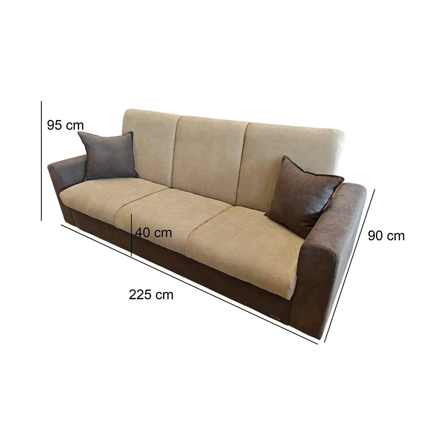 Canapea extensibila RE, stofă clasică/lemn, bej - Soro 08/maro - Soro 28, 225×90×95 cm