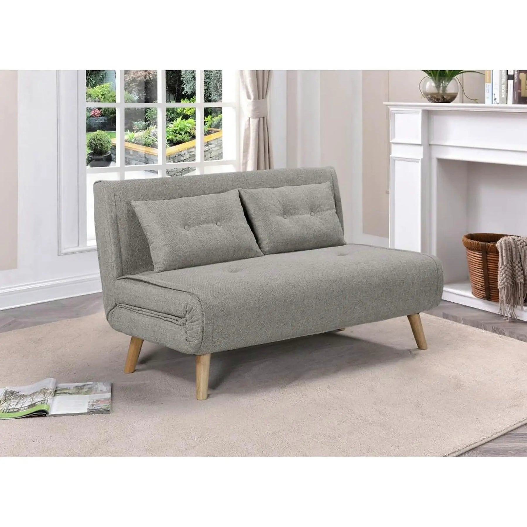 Canapea extensibila TEMPO XL, gri, stofa clasica, 140x95x77 cm