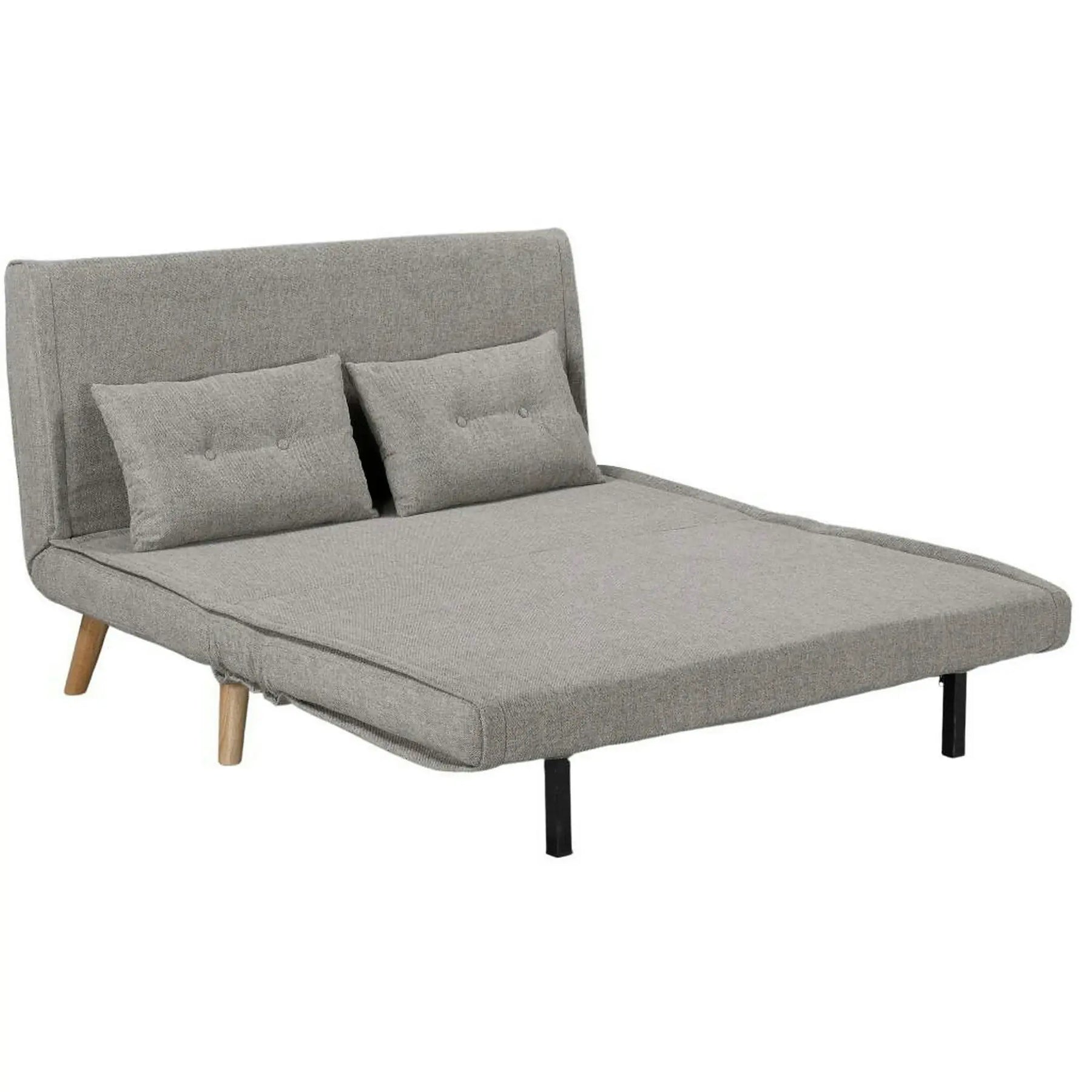 Canapea extensibila TEMPO XL, stofă clasică/lemn/metal, gri/stejar, 140×95×77 cm