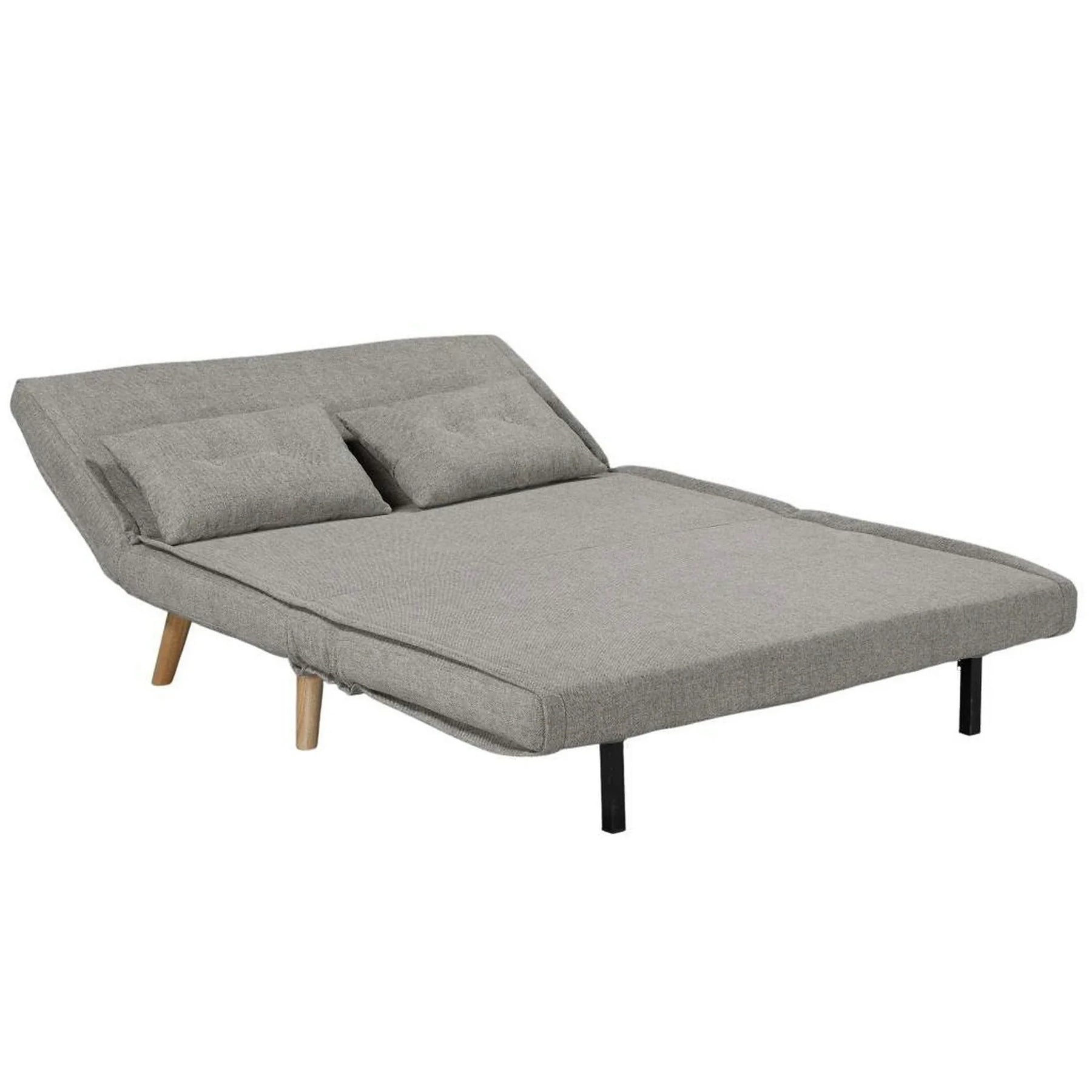 Canapea extensibila TEMPO XL, stofă clasică/lemn/metal, gri/stejar, 140×95×77 cm
