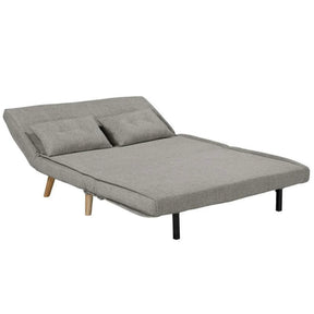 Canapea extensibila TEMPO XL, stofă clasică/lemn/metal, gri/stejar, 140×95×77 cm