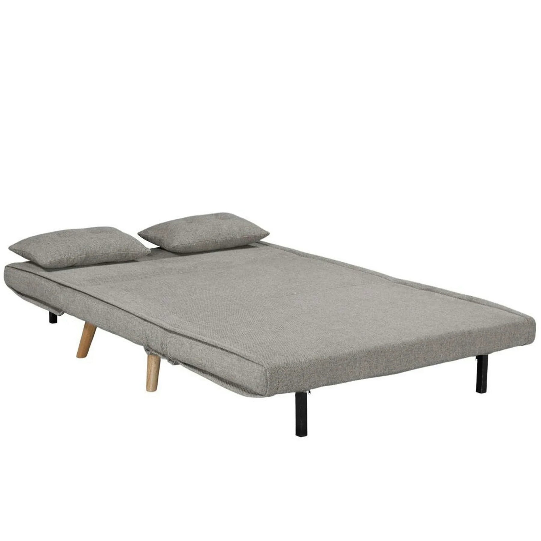 Canapea extensibila TEMPO XL, stofă clasică/lemn/metal, gri/stejar, 140×95×77 cm