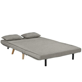 Canapea extensibila TEMPO XL, stofă clasică/lemn/metal, gri/stejar, 140×95×77 cm