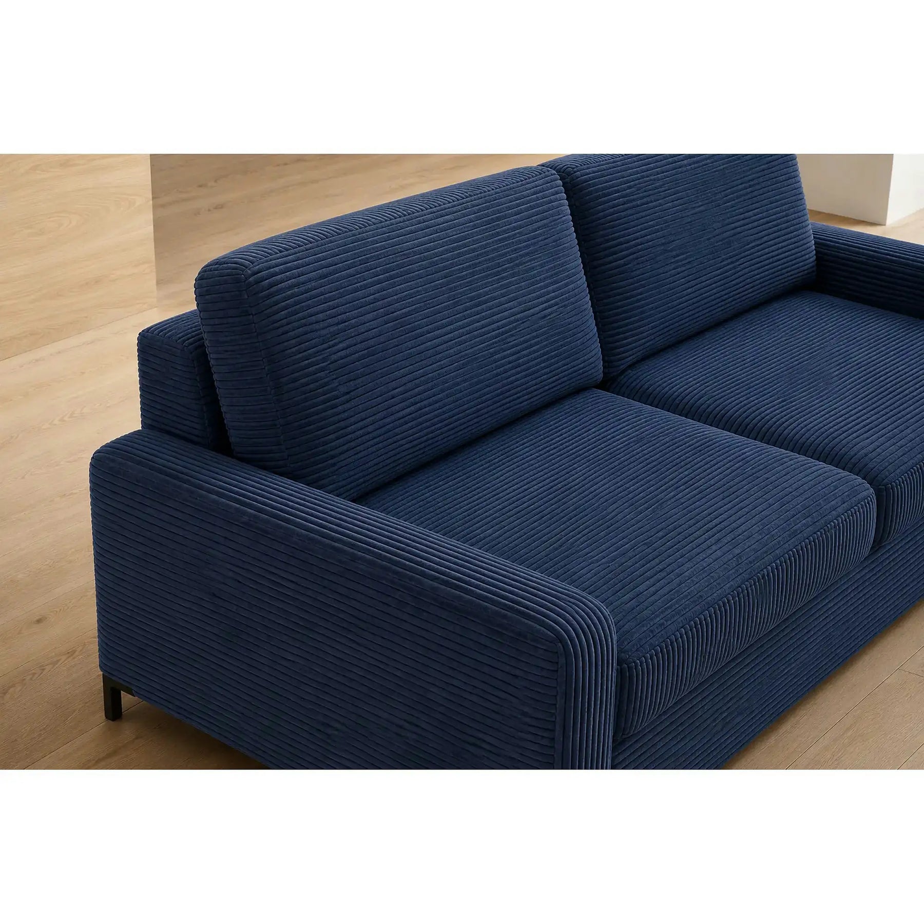 Canapea extensibila TINO 140, stofă catifelata, albastru - Poso 05, 187×97×84 cm