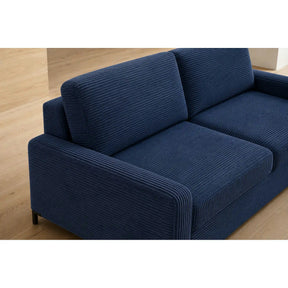 Canapea extensibila TINO 140, stofă catifelata, albastru - Poso 05, 187×97×84 cm