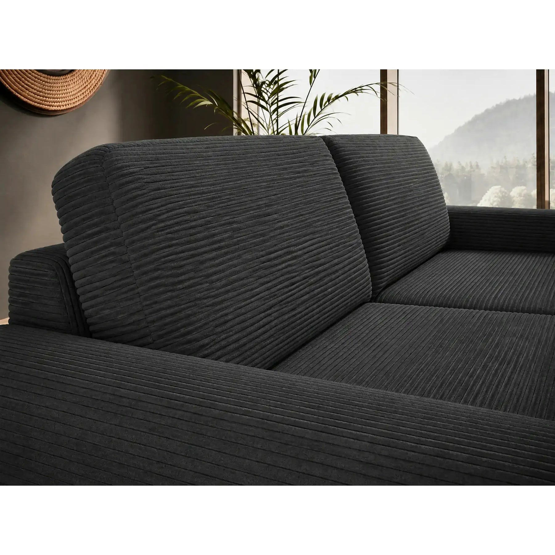 Canapea extensibila VANILLA 160, stofă catifelata, gri grafit - Riviera 96, 220×98×87 cm