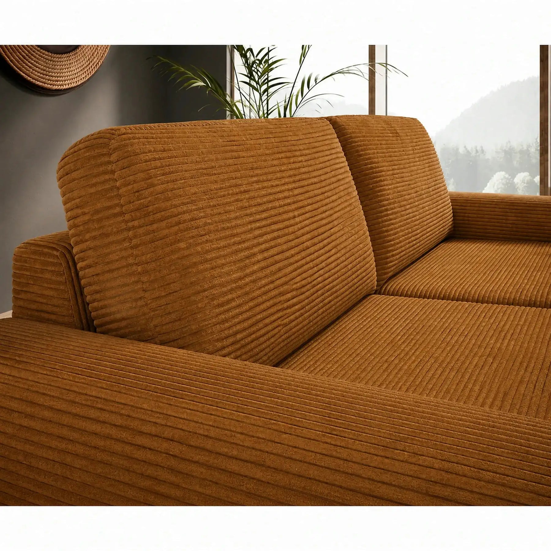 Canapea extensibila VANILLA 160, stofă catifelata, maro - Element 07, 220×98×87 cm