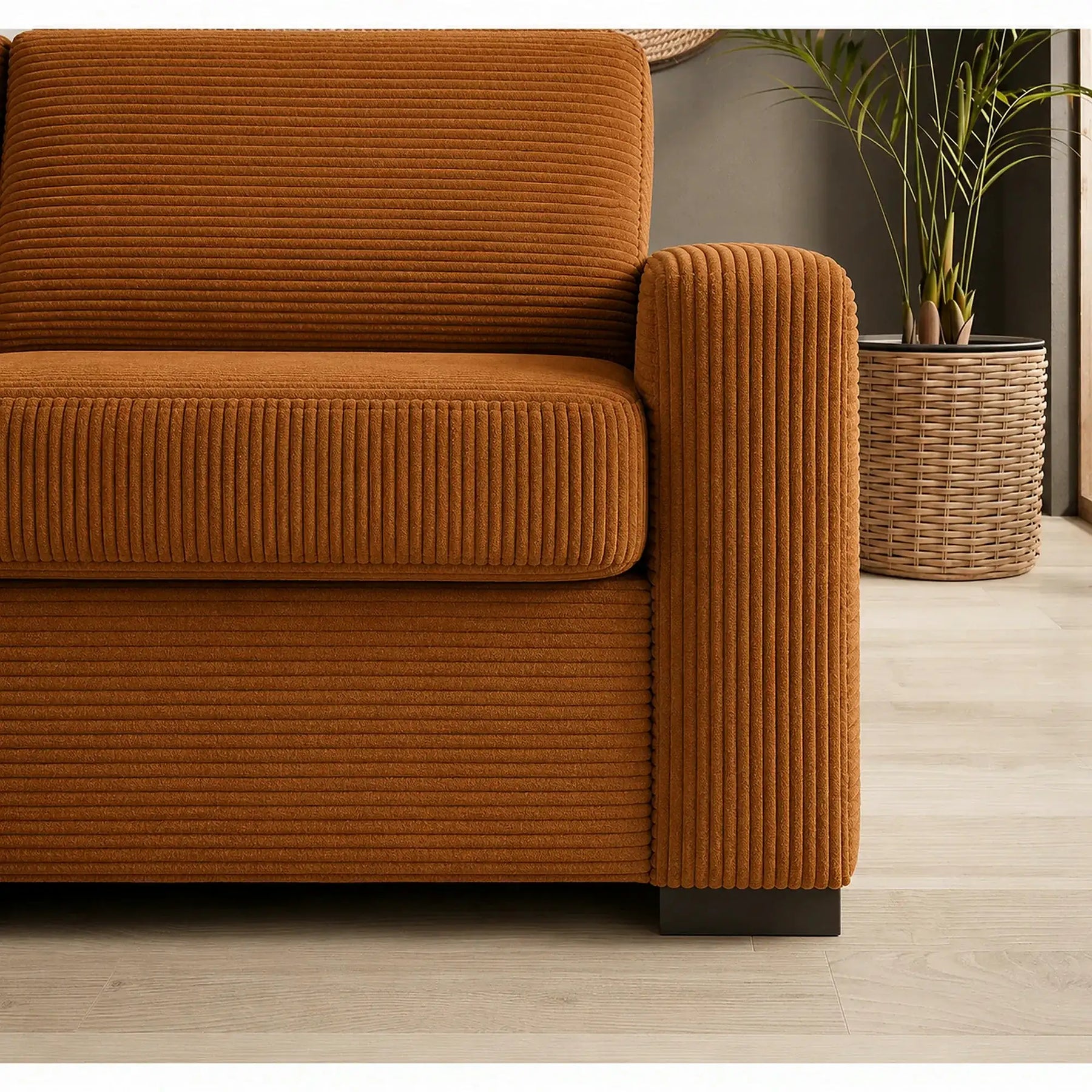 Canapea extensibila VANILLA 160, stofă catifelata, maro - Element 07, 220×98×87 cm