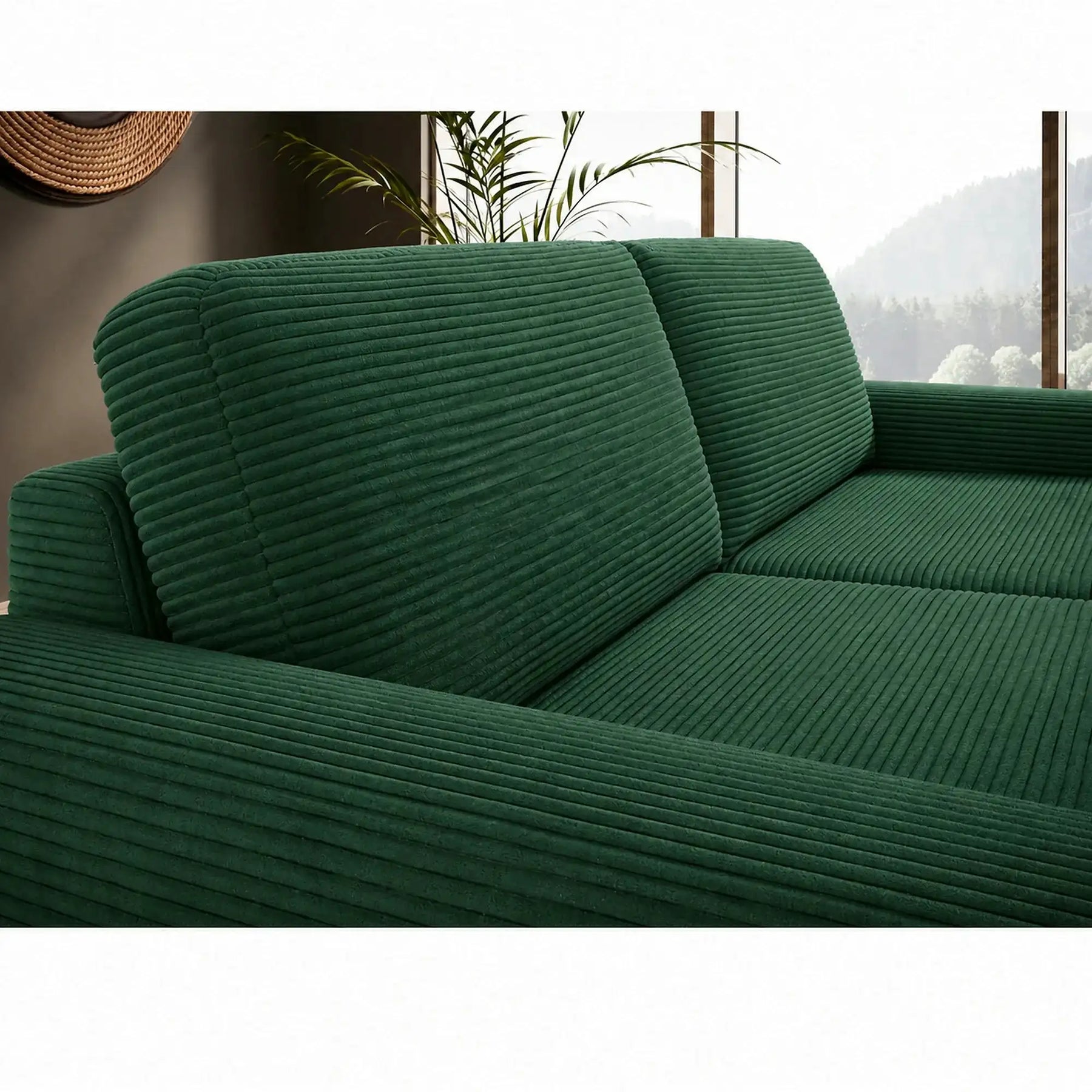 Canapea extensibila VANILLA 160, stofă catifelata, verde - Cloud 39, 220×98×87 cm