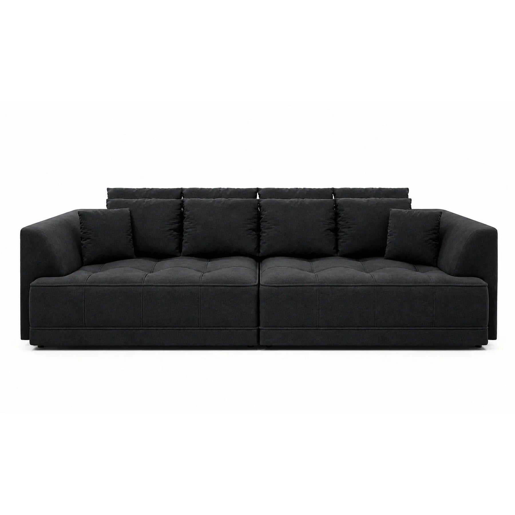 Canapea moderna pentru living TIGA, stofa catifelata bej - Whisper 3, cu reglaj electric, 302x136x88/72 cm