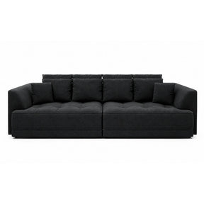 Canapea moderna pentru living TIGA, stofa catifelata bej - Whisper 3, cu reglaj electric, 302x136x88/72 cm