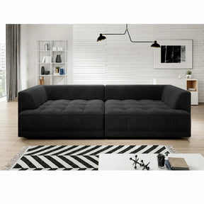 Canapea moderna pentru living TIGA, stofa catifelata bej - Whisper 3, cu reglaj electric, 302x136x88/72 cm