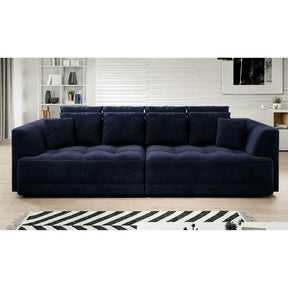Canapea TIGA, stofa catifelata albastru inchis - Riviera 81, reglaj electric, 4 locuri, 302x136x72/88 cm