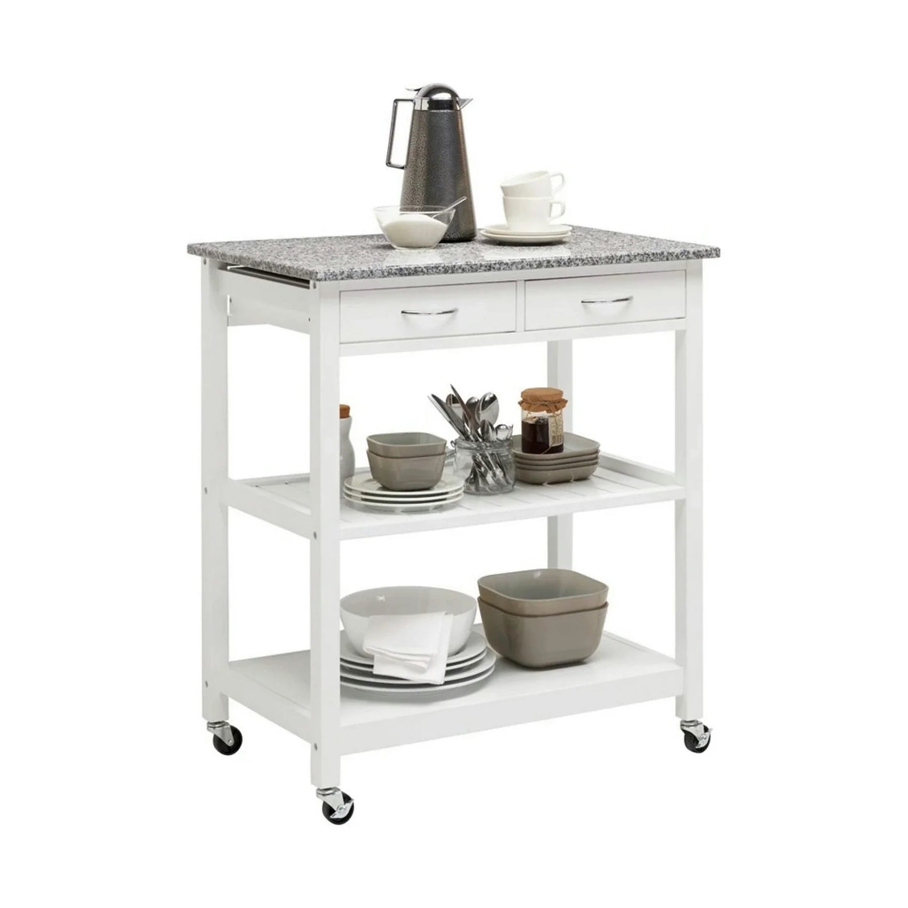 Carucior servire BABETTE, alb/gri, 78x48x87 cm