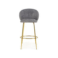 Scaun de bar H116, gri/auriu, stofa plusata, 50x59x101 cm