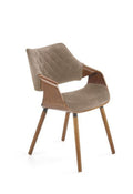 Scaun tapitat K396, bej/nuc, stofa catifelata/placaj, 56x55x77 cm