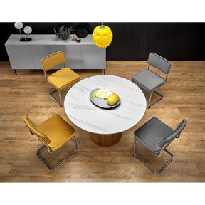 Masa rotunda BRUNO, marmura alba/nuc, 120x76 cm