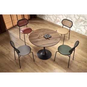 Masa rotunda OLMO, nuc/negru furniruit, 90x73 cm