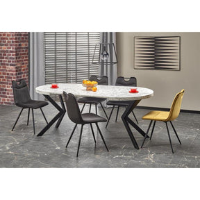 Masa extensibila PERONI, alb/gri/negru, PAL furniruit /otel, 100/250x100x75 cm
