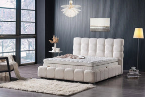Pat CLOUDS 180x200, stofa crem - Beatto 1062, cu suport saltea