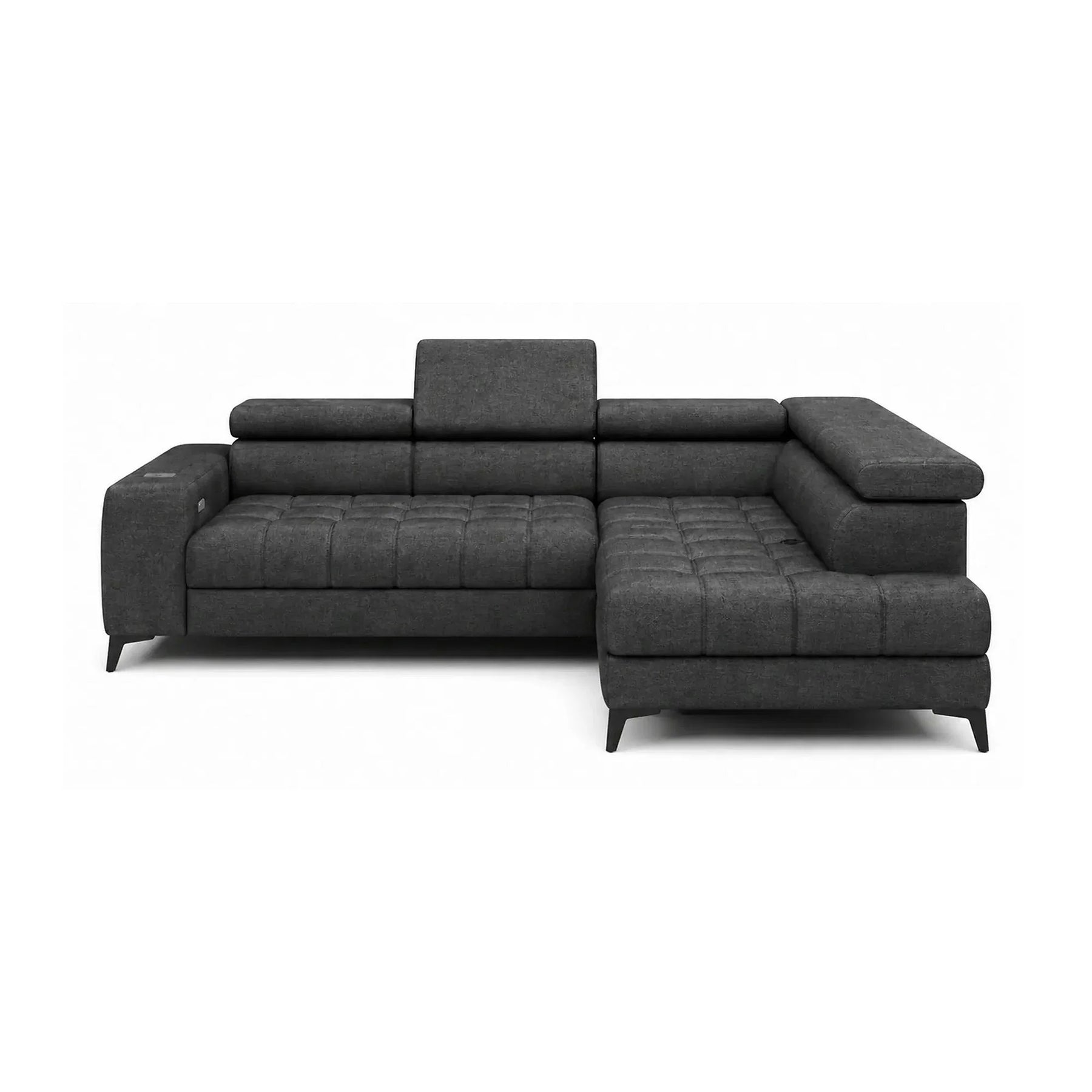 Coltar BAGGIO, stofă clasică/lemn masiv/pal, gri închis - Austin 20, 280×196×100 cm