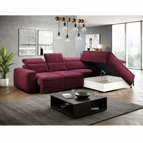 Coltar COLOMBO L, stofă catifelata, rosu bordo - Crown 06, 296×227×103 cm