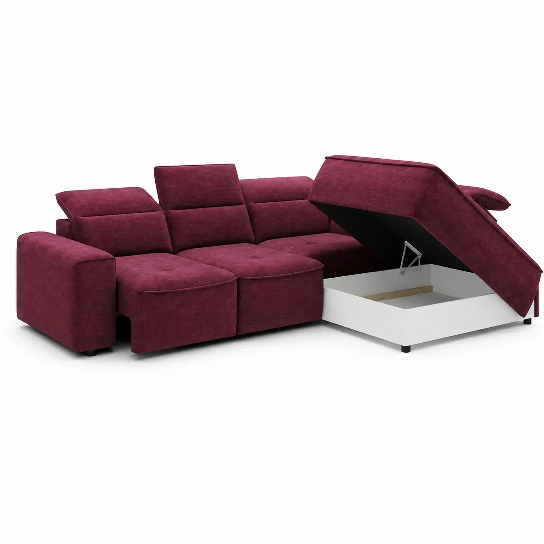 Coltar COLOMBO L, stofă catifelata, rosu bordo - Crown 06, 296×227×103 cm