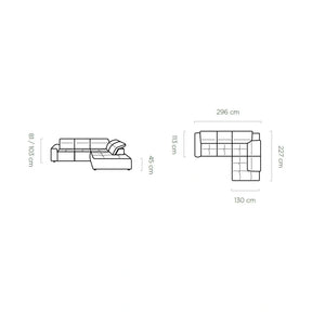 Coltar COLOMBO L, stofă catifelata, rosu bordo - Crown 06, 296×227×103 cm