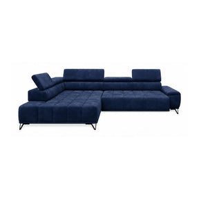 Coltar cu sezlong PALLADIO L, stofă catifelata/lemn masiv/PAL, albastru închis - Riviera 81, 320×220×99 cm