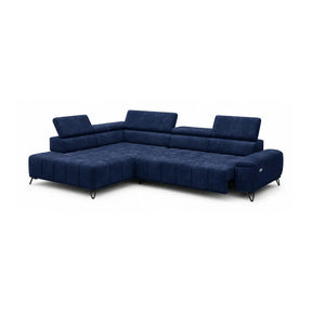 Coltar cu sezlong PALLADIO L, stofă catifelata/lemn masiv/PAL, albastru închis - Riviera 81, 320×220×99 cm