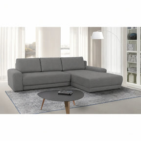 Coltar de living extensibil ADRIA, universal, stofa catifelata gri - Monolith 85, cu lada depozitare, 308x213x90 cm