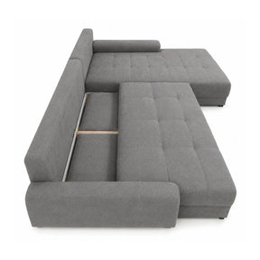 Coltar de living extensibil ADRIA, universal, stofa catifelata gri - Monolith 85, cu lada depozitare, 308x213x90 cm