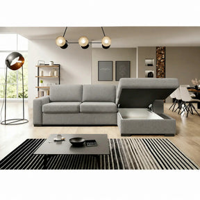 Coltar extensibil 160×200 VANILLA CORNER, stofă catifelata, gri - Salvador 14, 303×173×87 cm