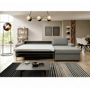 Coltar extensibil 160×200 VANILLA CORNER, stofă catifelata, gri - Salvador 14, 303×173×87 cm