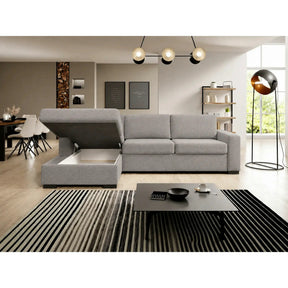 Coltar extensibil 160×200 VANILLA CORNER, stofă catifelata, gri - Salvador 14, 303×173×87 cm