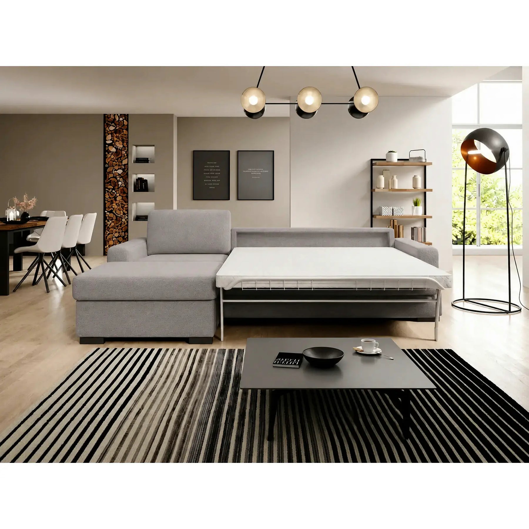 Coltar extensibil 160×200 VANILLA CORNER, stofă catifelata, gri - Salvador 14, 303×173×87 cm