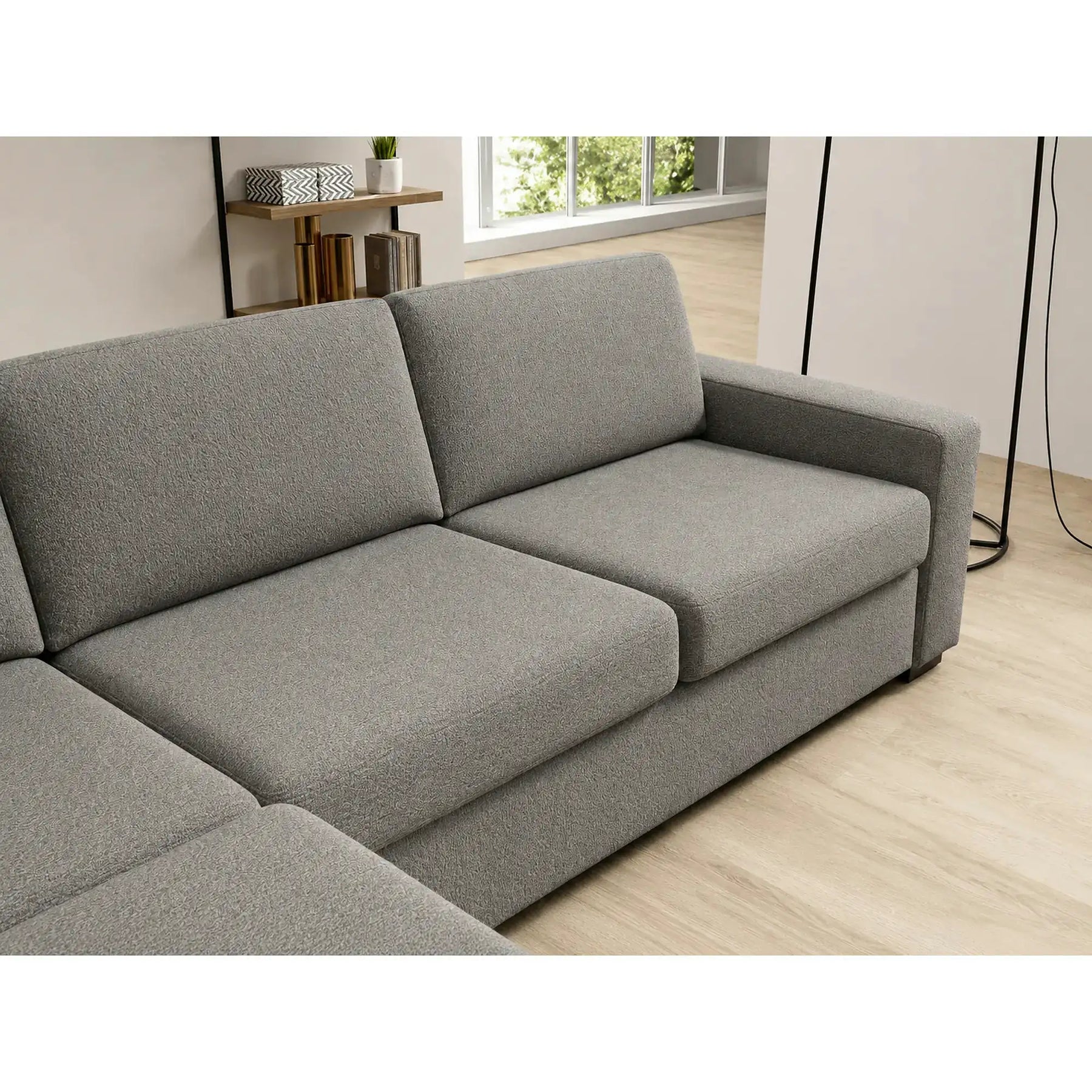 Coltar extensibil 160×200 VANILLA CORNER, stofă catifelata, gri - Salvador 14, 303×173×87 cm