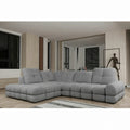 Coltar extensibil 3m TOLLO L, stofă catifelata, gri - Riviera 91, 302×217×105 cm