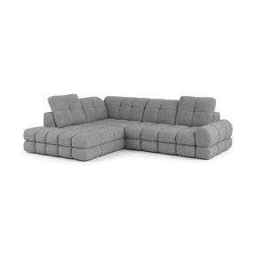 Coltar extensibil 3m TOLLO L, stofă catifelata, gri - Riviera 91, 302×217×105 cm