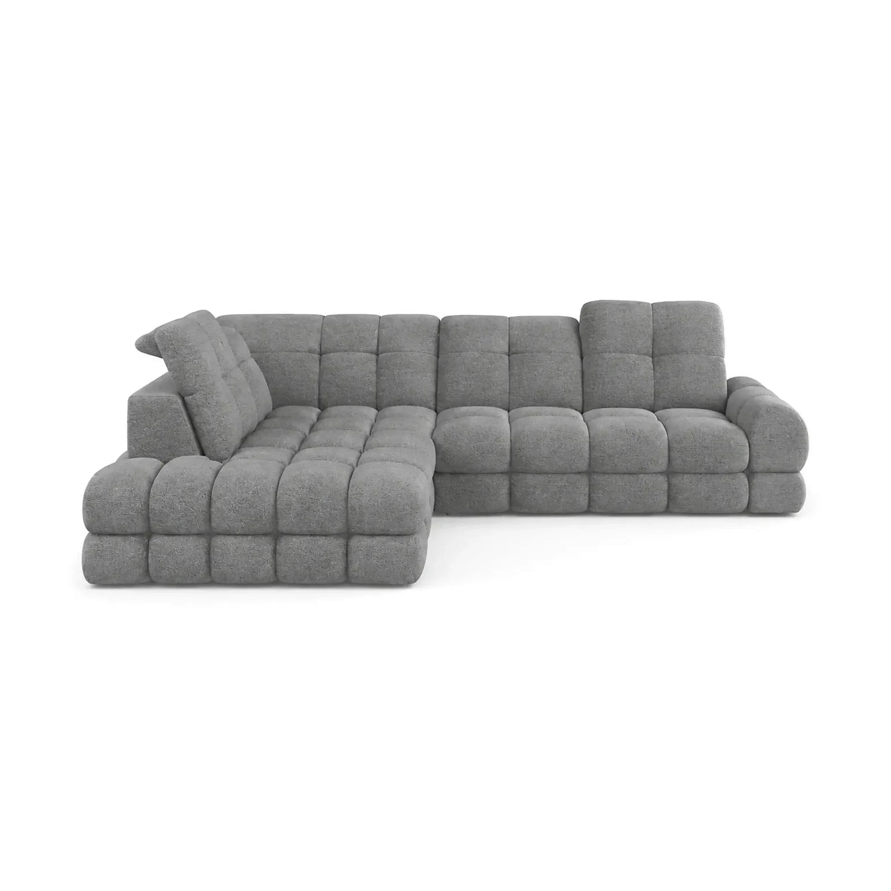 Coltar extensibil 3m TOLLO L, stofă catifelata, gri - Riviera 91, 302×217×105 cm