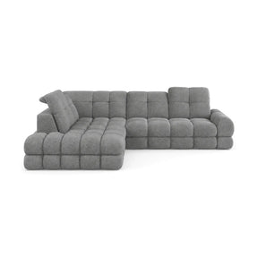 Coltar extensibil 3m TOLLO L, stofă catifelata, gri - Riviera 91, 302×217×105 cm