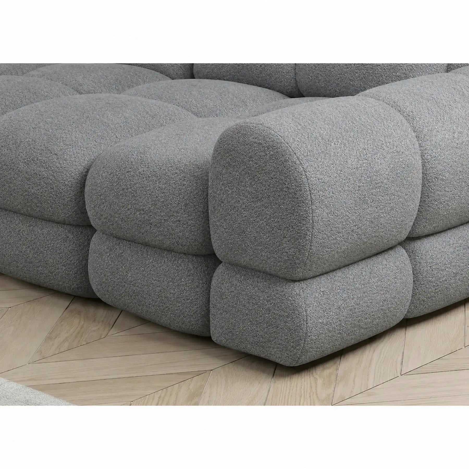 Coltar extensibil 3m TOLLO L, stofă catifelata, gri - Riviera 91, 302×217×105 cm