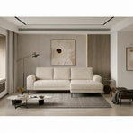 Coltar extensibil CAPITOL, stofă buclata/lemn, bej - Now or never 03, 276×175×89 cm