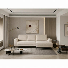 Coltar extensibil CAPITOL, sezlong dreapta, stofa buclata bej - Now or never 03, cu lada depozitare, 276x175x89 cm
